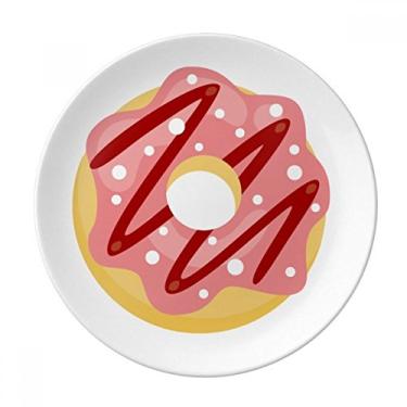 Imagem de Rosquinha vermelha Sobremesa Prato de Comida Doce Decorativo de Porcelana Salver Prato de Jantar