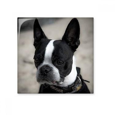 Imagem de Buldogue animal de estimação imagem escura azulejo de cerâmica brilhante decalque de pedra adornada tijolo vitrificado