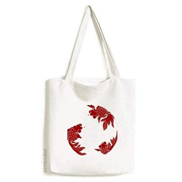 Imagem de Bolsa de lona vermelha Cyprinoid Art Deco para presente fashion sacola de compras bolsa casual