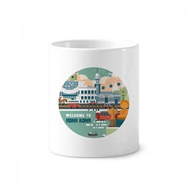 Imagem de Wellcome to Hong Kong China porta-canetas de escova de dentes caneca de cerâmica suporte copo lápis