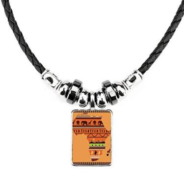 Imagem de DIYthinker Colar de mapa de paisagem com nome do continente africano, joia com pingente de corda de couro