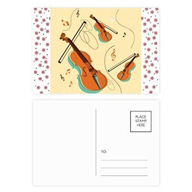 Imagem de Violino Instrumentos Musicais Padrão Natal Flor Celebração Cartão Postal Blessing Mailing Card