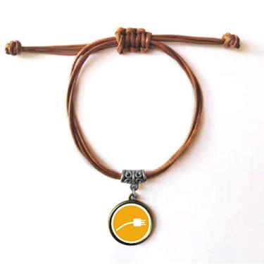 Imagem de DIYthinker Cabo de carregamento laranja com padrão de pulseira de couro corda escondida marrom joia presente