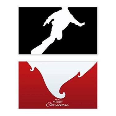 Imagem de Skateboarding Sport Black Outline Holiday Holiday Merry Christmas Congrats Card Christmas Letter Message