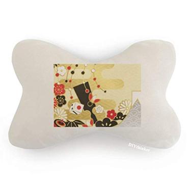 Imagem de DIYthinker Almofada para apoio de cabeça com estampa de flores geométricas Golden Sakura