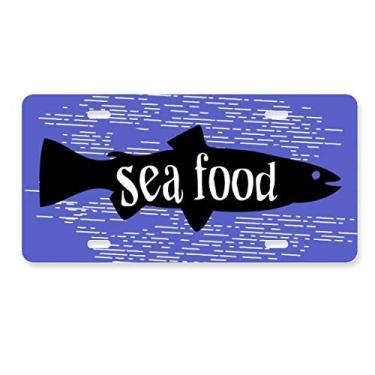 Imagem de DIYthinker Placa de licença com desenho de peixe de animal preto, decoração de aço inoxidável