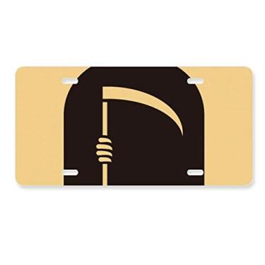 Imagem de DIYthinker Etiqueta de aço inoxidável para decoração de placa de licença Azrael preto Halloween