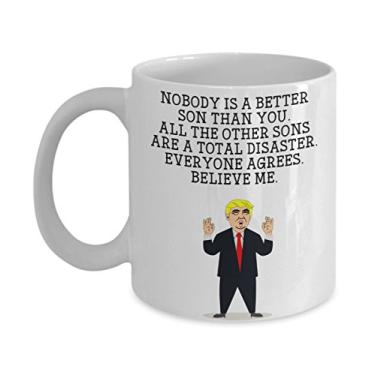 Imagem de Caneca engraçada com cabeça de Son Trump – Caneca de café Donald Trump – Ideia de presente inovadora para filho mordaça Presidente