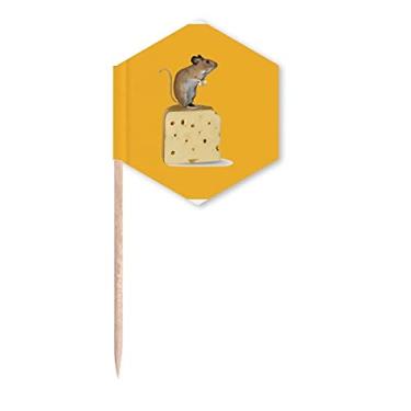 Imagem de Ícone de contorno de queijo de rato, bandeiras de palito, palitos de cupcake, festa comemoração