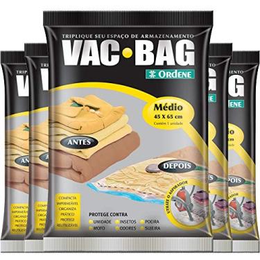 Imagem de Kit 5 Saco Vácuo Vac Bag Ordene Médio 45X65 Protetor Roupas