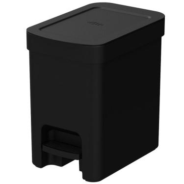 Imagem de Lixeira de Banheiro com Pedal e Aro Interno Polipropileno 6 Litros Trium OU Preto