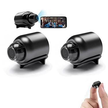 Imagem de Mini Câmera WiFi Visão Noturna Incluída e Microfone, Câmera IP de Vigilância Sem Fio 1080P HD Micro Monitor de Detecção de Movimento 160° Grande Angular Monitoramento Remoto (Color : 2Pcs)