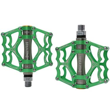 Imagem de Pedais de bicicleta MTB, pedal de bicicleta de alumínio ultraleve de 9/16" selado para ciclismo selado, 3 pedais de rolamento para bicicleta de estrada, mountain bike, BMX, MTB, E-Bike, ciclismo (titânio verde)
