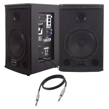 Imagem de Kit Caixa Ativa Passiva 8 225w Saga Usb Bt FM Bar Auditório Ar Livre Área