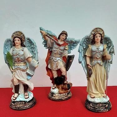 Imagem de 3 Imagens de Arcanjos São Miguel, São Rafael e São Gabriel de Resina 15cm