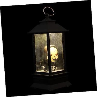 Imagem de Amosfun 1Pc Luz De Halloween Candeeiro De Mesa Ao Ar Livre Luzes Decorativas Ao Ar Livre Decoração De Halloween Lanterna De Iluminação Ao Ar Livre Vintage Chama Luz Lanterna Vintage LED