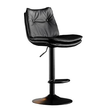 Imagem de Cadeiras de jantar cadeiras de sala de jantar banqueta de bar giratória, banco de bar de couro PU, altura ajustável com encosto e apoio para os pés para sala de jantar, ilha de cozinha, pub, bar, tudo está bem