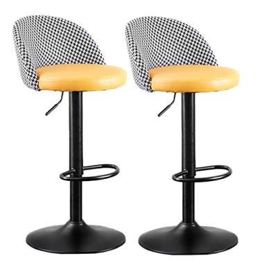 Imagem de Cadeiras de jantar, cadeiras de sala de jantar, conjunto de 2, com elevador de gás giratório ajustável, encosto de tecido acolchoado de couro PU preto apoio para os pés e base para café da manhã, cozinha e casa Tudo está bem