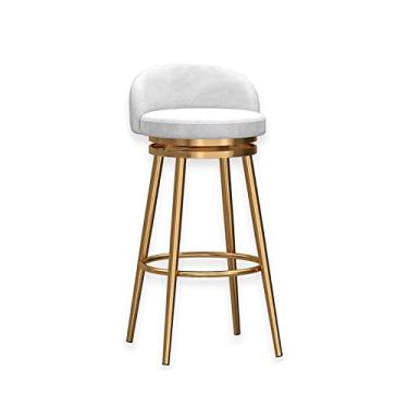 Imagem de Cadeiras de jantar cadeiras de sala de jantar moderno conjunto de 1/2, banco de altura de balcão cadeira de bar giratória estofada de veludo moldura de metal dourado (altura do assento: 65cm) Tudo está bem