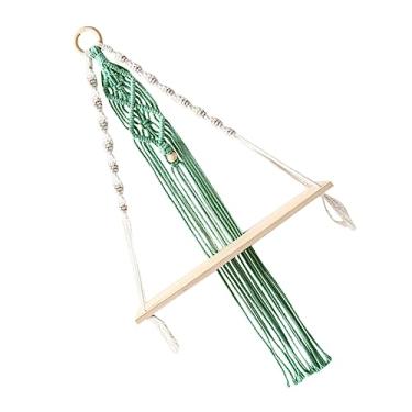 Imagem de RUNROTOO 1 peça tapeçaria de tecido prateleiras de armazenamento de madeira prateleiras para plantas rack de roupas de madeira macramê prateleira flutuante prateleira suspensa prateleira de plantador macramê suporte de parede rack de pendurar corda rack de armazenamento de parede
