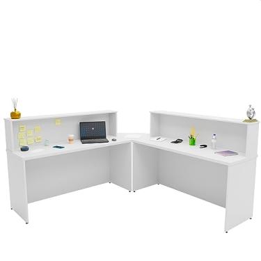Imagem de Balcão Atendimento De Canto Em L Recepção/consultório 140x60 (Branco)