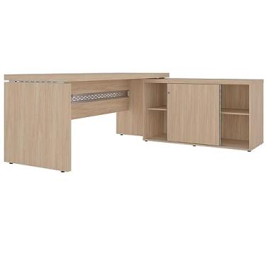 Imagem de Mesa com Balcão e Prateleiras Pe50 em Mdp 180 x 170 cm Cor Nogueira Casablanca