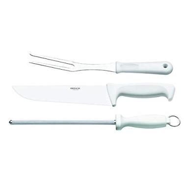Imagem de Brinox - Conjunto para Churrasco 3 Peças Precision Faca + Garfo + Chaira - Aço Inox