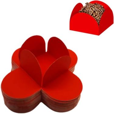 Imagem de Kit 100 Forminhas Para Doces 4 Pétalas Brigadeiros 3 x 3 cm, Forminhas De Papel Para Doces Finos Casamento, Forminhas Para Docinhos De Festa, Forminhas De Papel Para Brigadeiro (Vermelho)