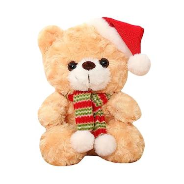 Imagem de Amosfun urso de natal Urso pequeno boneco de pelúcia papai noel animal o presente boneca urso presente de boneca de natal o preenchimento ursinho de pelúcia decorações decorar garota