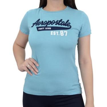 Imagem de Camiseta Feminina Aeropostale Mc Bordada Azul - 98801