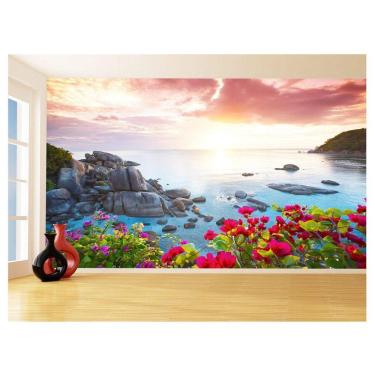 Imagem de Papel De Parede 3D Paisagem Por Do Sol Mar Praia 3,5M Pds38