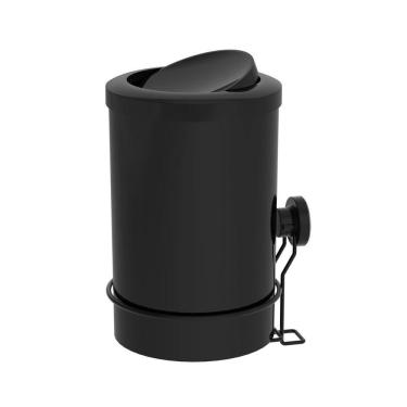 Imagem de Lixeira 8 Litros Tampa Basculante Com Suporte De Ventosa Para Cozinha Preto - 4036PT Future