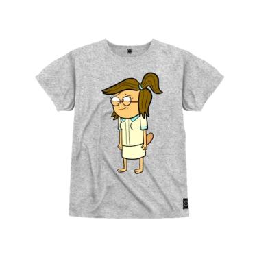 Imagem de Camiseta Infantil Algodão 30.1 Estampada Confortável Menininha Nerd Cinza 12
