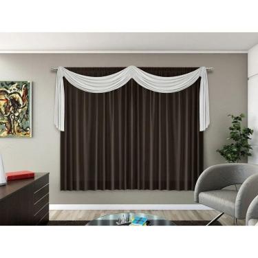 Imagem de Cortina Quarto E Sala 2,00 X 1,80 Marrom Lais Com Bando
