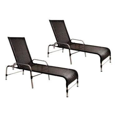 Imagem de Espreguiçadeira Decorativa Para Piscina Jardim Preto