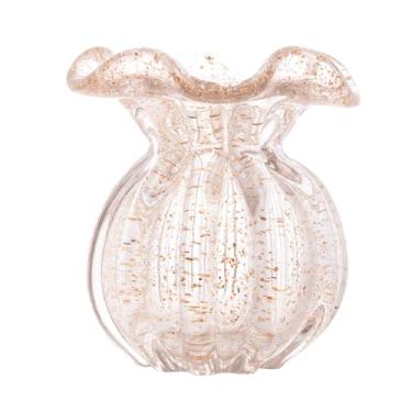 Imagem de WOLFF - Vaso de Vidro Italy Transparente e Dourado 11,5cm x 11,5cm x 13cm-Enxoval - Casamento - Decoração - Enfeites - Mesa Posta - Vasos Decorativos