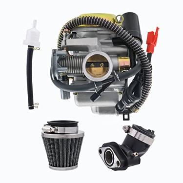 Imagem de Aylux Carburador 150cc para GY6 150cc 125cc motor 4 tempos estrangulador elétrico motocicleta scooter Go Karts QMJ/QMI157 QMJ/QMI152 PD24J Carburador com coletor de admissão de filtro de ar