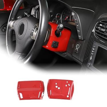 Imagem de Base de volante de carro acabamento superior para Chevrolet Corvette C6 2005-2013 Acessórios de decoração de base de volante interior (vermelho)