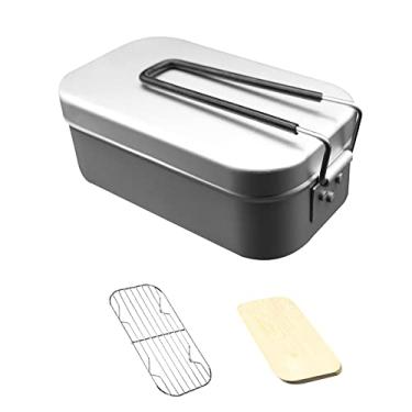 Imagem de Qudai Lancheira portátil de liga de alumínio acampamento ao ar livre piquenique viagens recipientes de armazenamento de alimentos alça à prova de calor lancheira mini lata de bagunça