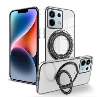 Imagem de Wousunly Capa compatível com Poco M6 Pro com suporte magnético transparente, para Xiaomi Poco M6 Pro 4g, capa protetora de silicone transparente, carregamento sem fio, à prova de choque, capa