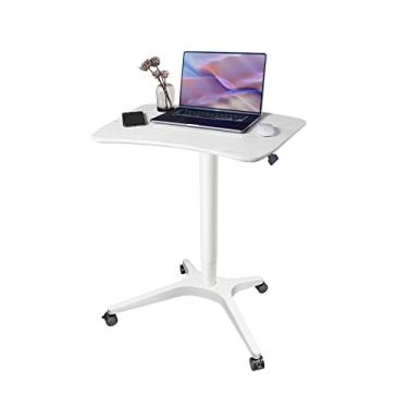 Imagem de HAOOAH Mesa móvel de 119 cm (66 cm L x 49 cm P), mesa de laptop de altura ajustável, mesa pneumática com elevação de mola a gás, pódio para casa, escritório, sala de aula, medicina, (73,7 cm a 119 cm
