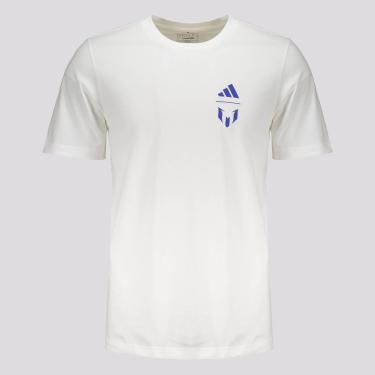 Imagem de Camiseta Adidas Grafica Messi Branca e Azul-Masculino