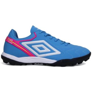 Imagem de Chuteira Umbro Adamant Society Azul e Rosa 40