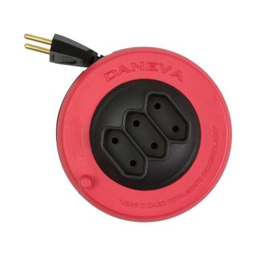 Imagem de Extensão Legrand Pop Spin com 3 tomadas - 3 Metros - 10A - 2P - Preto e Vermelho - DN1496