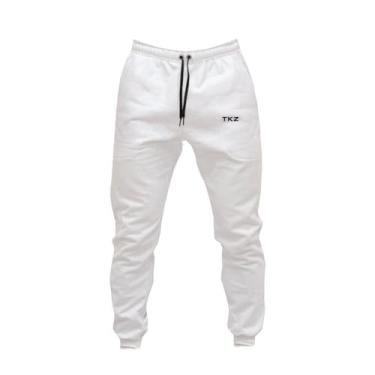 Imagem de Calça de Moletom Premium com Tecido Macio e Aconchegante para Relaxar em Casa ou Saídas Casuais (M, Branca)