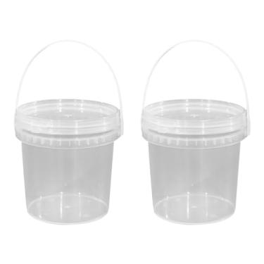 Imagem de 2 Unidades Balde De Sorvete Pote De Sorvete Tampa Pote De Sorvete Com Tampa Forma De Bolo Redonda Baldes Delicatessen Armazenamento De Sorvete Plástico Balde Recipiente Branco Mini