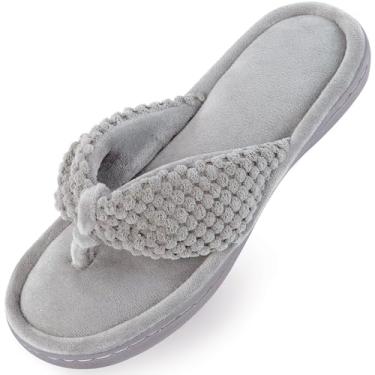 Imagem de Parlovable Chinelo feminino de espuma de memória, chinelo de dedo aberto, respirável, confortável, bico aberto, sola de borracha antiderrapante, para uso interno e externo, Cinza, 7-8