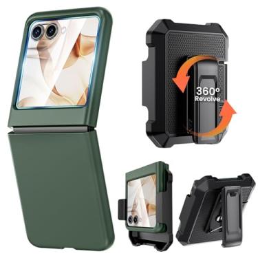Imagem de Caka Capa para Motorola Razr 2024 com clipe, capa para Moto Razr 2024 com protetor de tela [não serve para Razr Plus 2024], capa fina e fina e coldre de cinto combo acessórios para Razr 50 - Verde