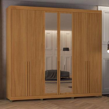 Imagem de Roupeiro Newton 6 Portas de Giro Puxador 100% Mdf Marrom