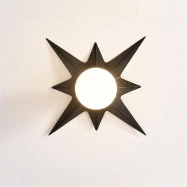 Imagem de Luz dourada da parede do sol conduziu a lâmpada de parede do metal quarto arandela sala estar jantar corredor iluminação decoração, preto